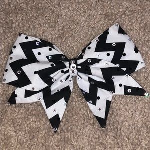 Black and white chevron bow
